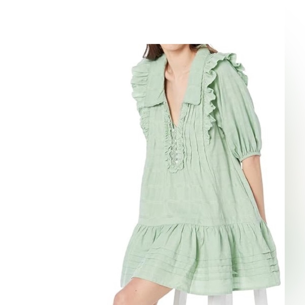 Free People Sage Green Ruffle Tunic Dress - Picture 2 of 14